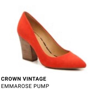 Crown vintage red flame suede pumps size 8